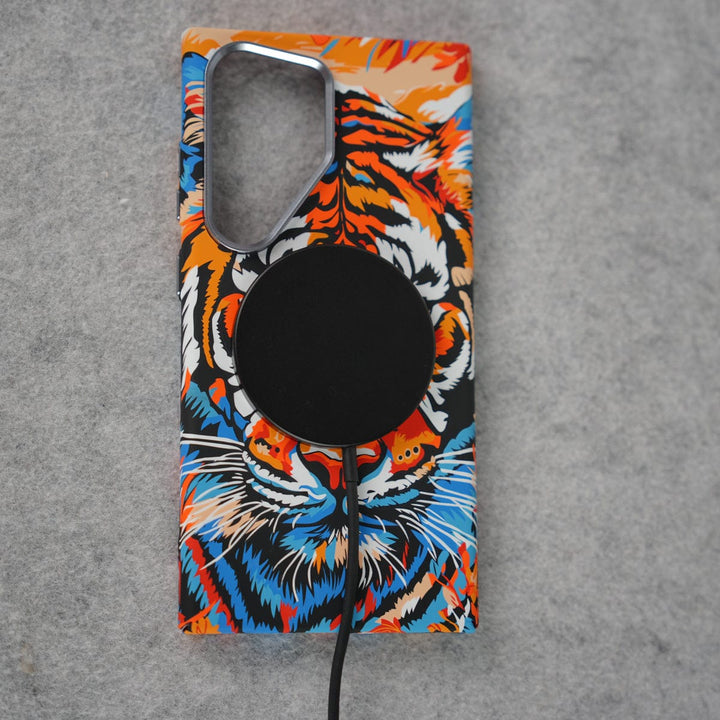 FRATO Aeroflex Metal Samsung Galaxy Ultra Series Carbon Fiber Texture Tiger Lion Design Hard Pc MagSafe Case Cover