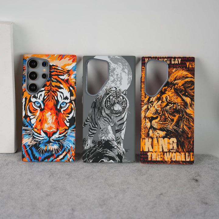 FRATO Aeroflex Metal Samsung Galaxy Ultra Series Carbon Fiber Texture Tiger Lion Design Hard Pc MagSafe Case Cover