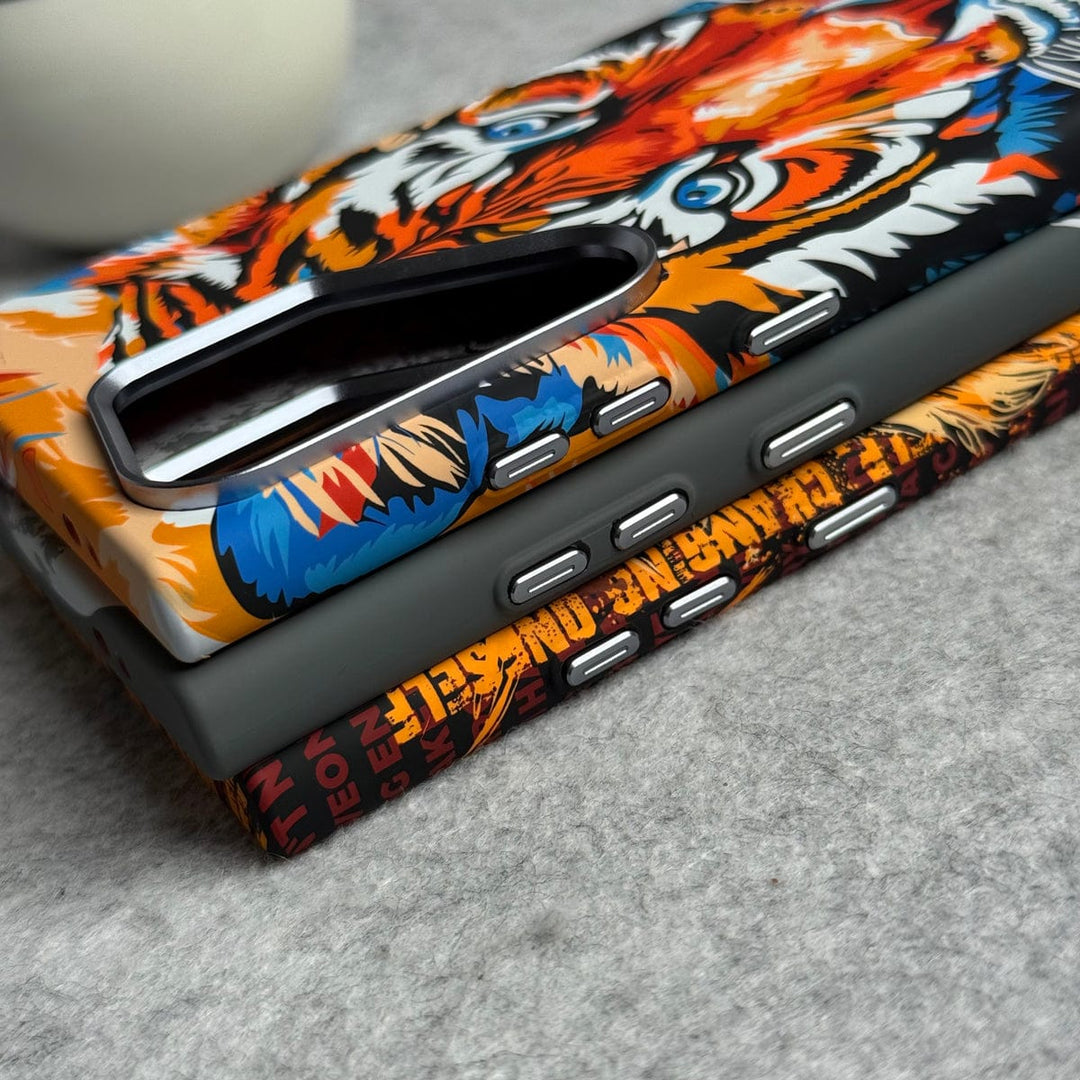 FRATO Aeroflex Metal Samsung Galaxy Ultra Series Carbon Fiber Texture Tiger Lion Design Hard Pc MagSafe Case Cover