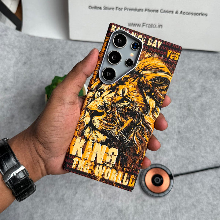 FRATO Aeroflex Metal Samsung Galaxy Ultra Series Carbon Fiber Texture Tiger Lion Design Hard Pc MagSafe Case Cover