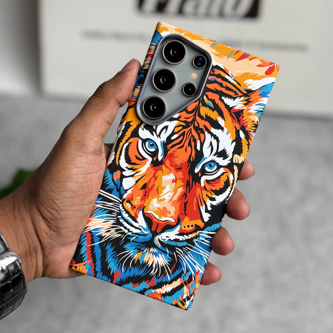FRATO Aeroflex Metal Samsung Galaxy Ultra Series Carbon Fiber Texture Tiger Lion Design Hard Pc MagSafe Case Cover