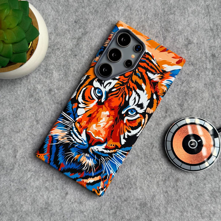 FRATO Aeroflex Metal Samsung Galaxy Ultra Series Carbon Fiber Texture Tiger Lion Design Hard Pc MagSafe Case Cover