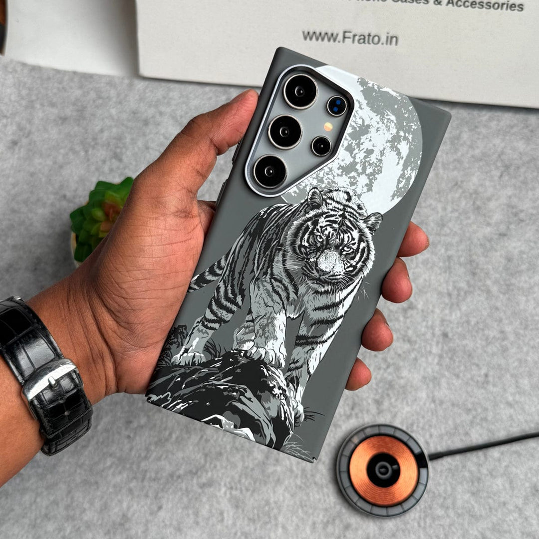FRATO Aeroflex Metal Samsung Galaxy Ultra Series Carbon Fiber Texture Tiger Lion Design Hard Pc MagSafe Case Cover