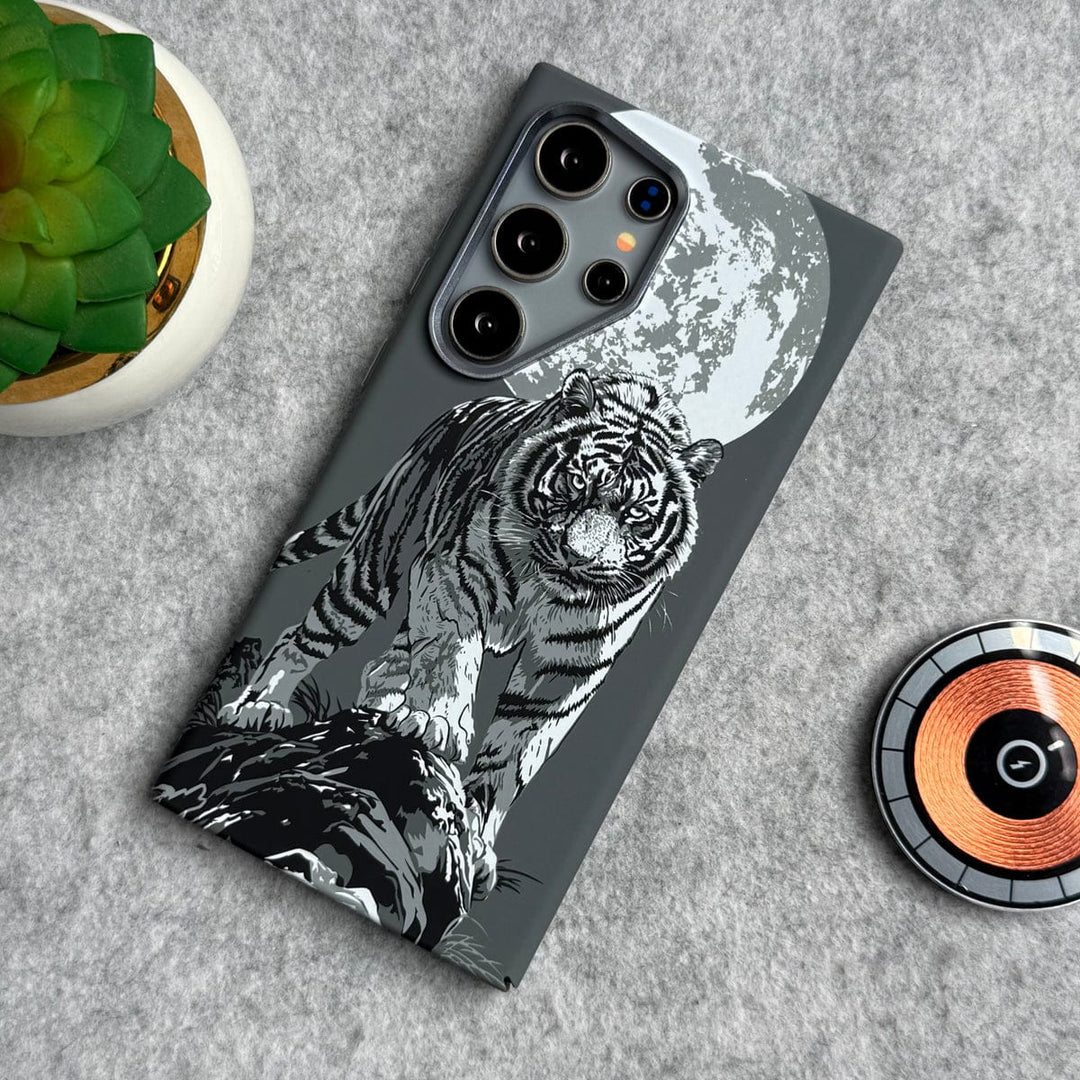 FRATO Aeroflex Metal Samsung Galaxy Ultra Series Carbon Fiber Texture Tiger Lion Design Hard Pc MagSafe Case Cover