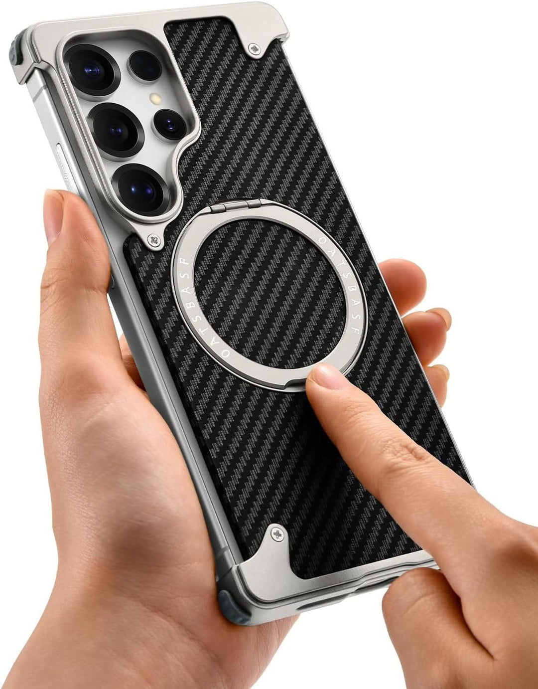 FRATO Aeroflex Metal Samsung Galaxy Ultra Series Carbon Texture Frameless Metal Kickstand Case
