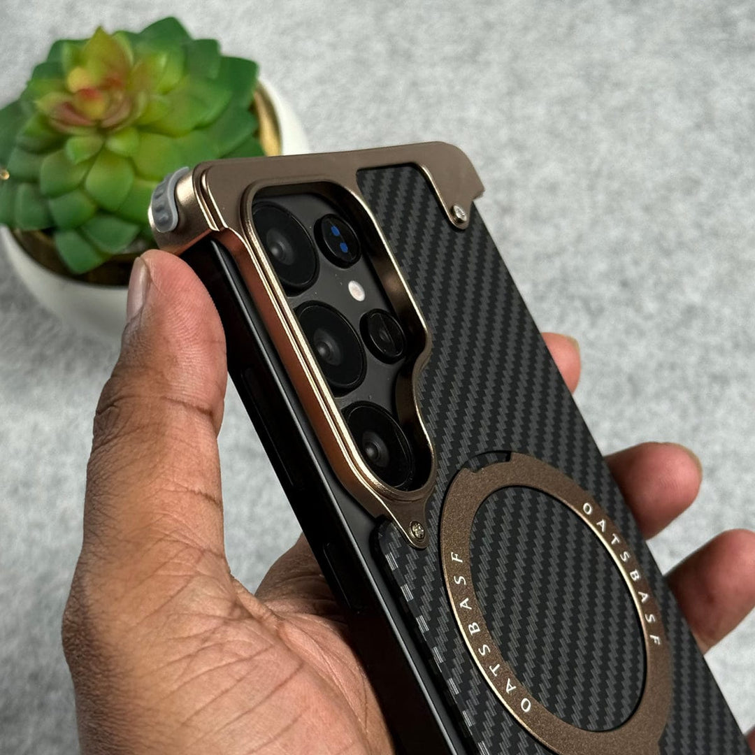 FRATO Aeroflex Metal Samsung Galaxy Ultra Series Carbon Texture Frameless Metal Kickstand Case