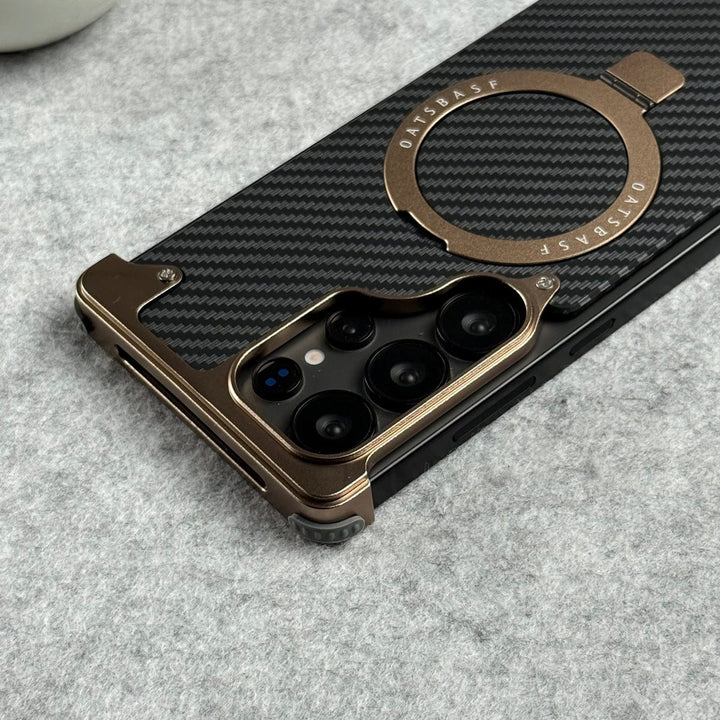 FRATO Aeroflex Metal Samsung Galaxy Ultra Series Carbon Texture Frameless Metal Kickstand Case
