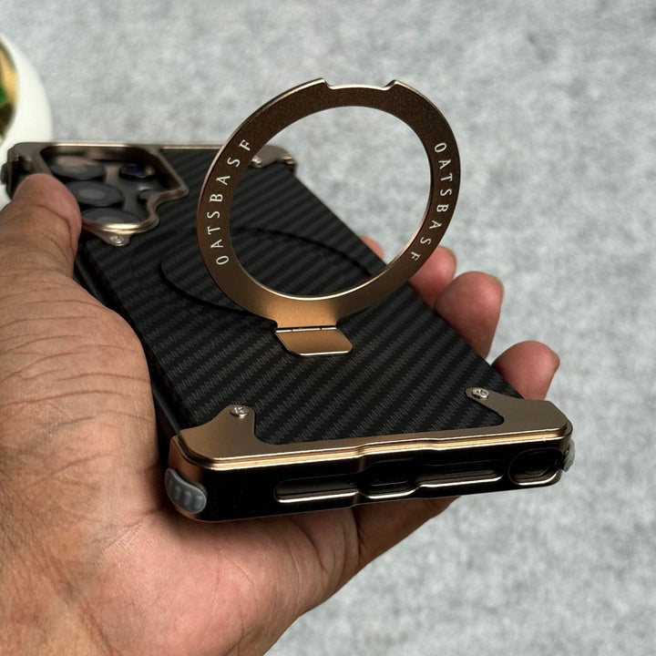 FRATO Aeroflex Metal Samsung Galaxy Ultra Series Carbon Texture Frameless Metal Kickstand Case