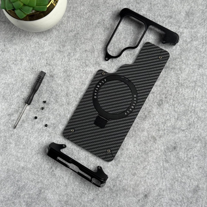 FRATO Aeroflex Metal Samsung Galaxy Ultra Series Carbon Texture Frameless Metal Kickstand Case