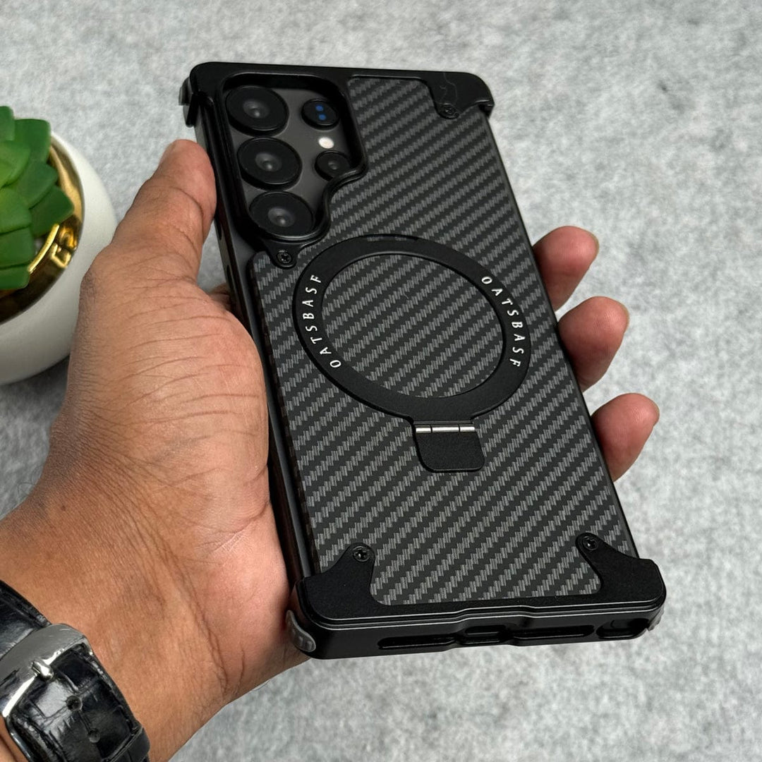 FRATO Aeroflex Metal Samsung Galaxy Ultra Series Carbon Texture Frameless Metal Kickstand Case