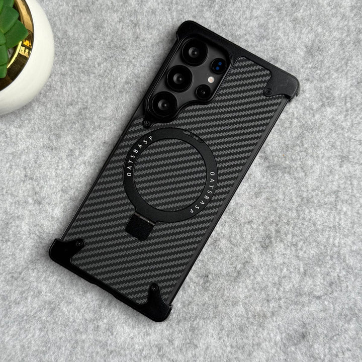 FRATO Aeroflex Metal Samsung Galaxy Ultra Series Carbon Texture Frameless Metal Kickstand Case