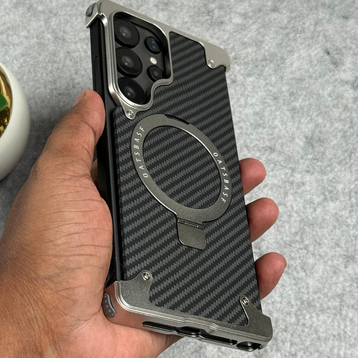 FRATO Aeroflex Metal Samsung Galaxy Ultra Series Carbon Texture Frameless Metal Kickstand Case