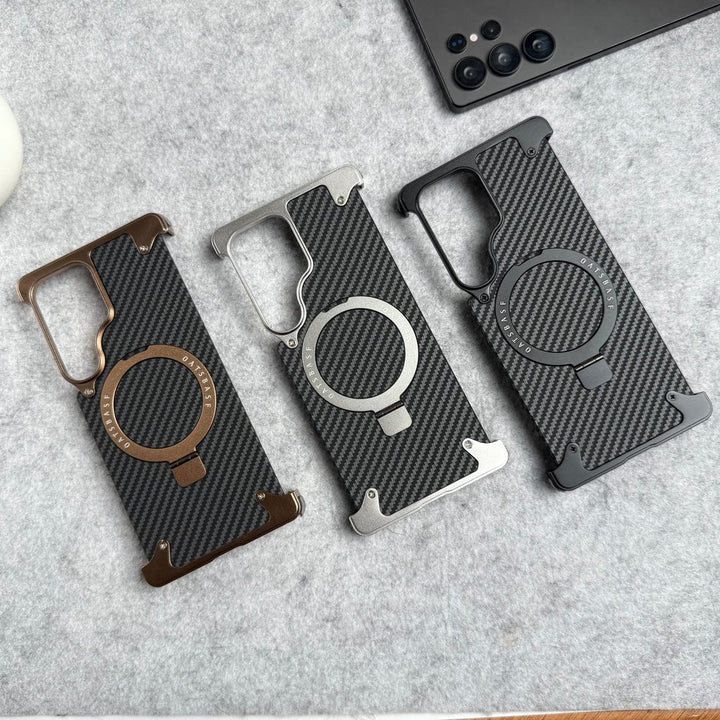 FRATO Aeroflex Metal Samsung Galaxy Ultra Series Carbon Texture Frameless Metal Kickstand Case