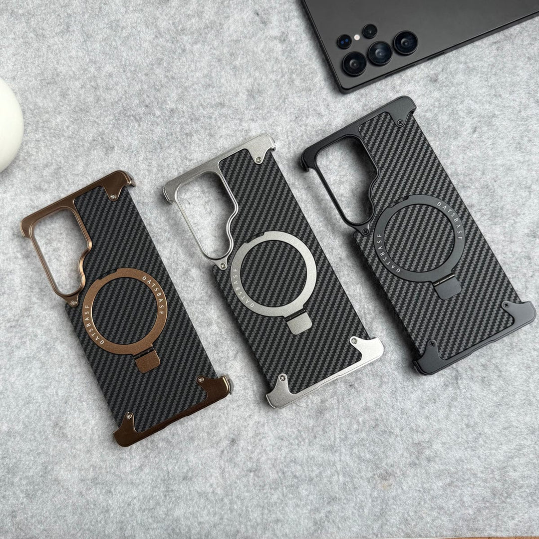 FRATO Aeroflex Metal Samsung Galaxy Ultra Series Carbon Texture Frameless Metal Kickstand Case