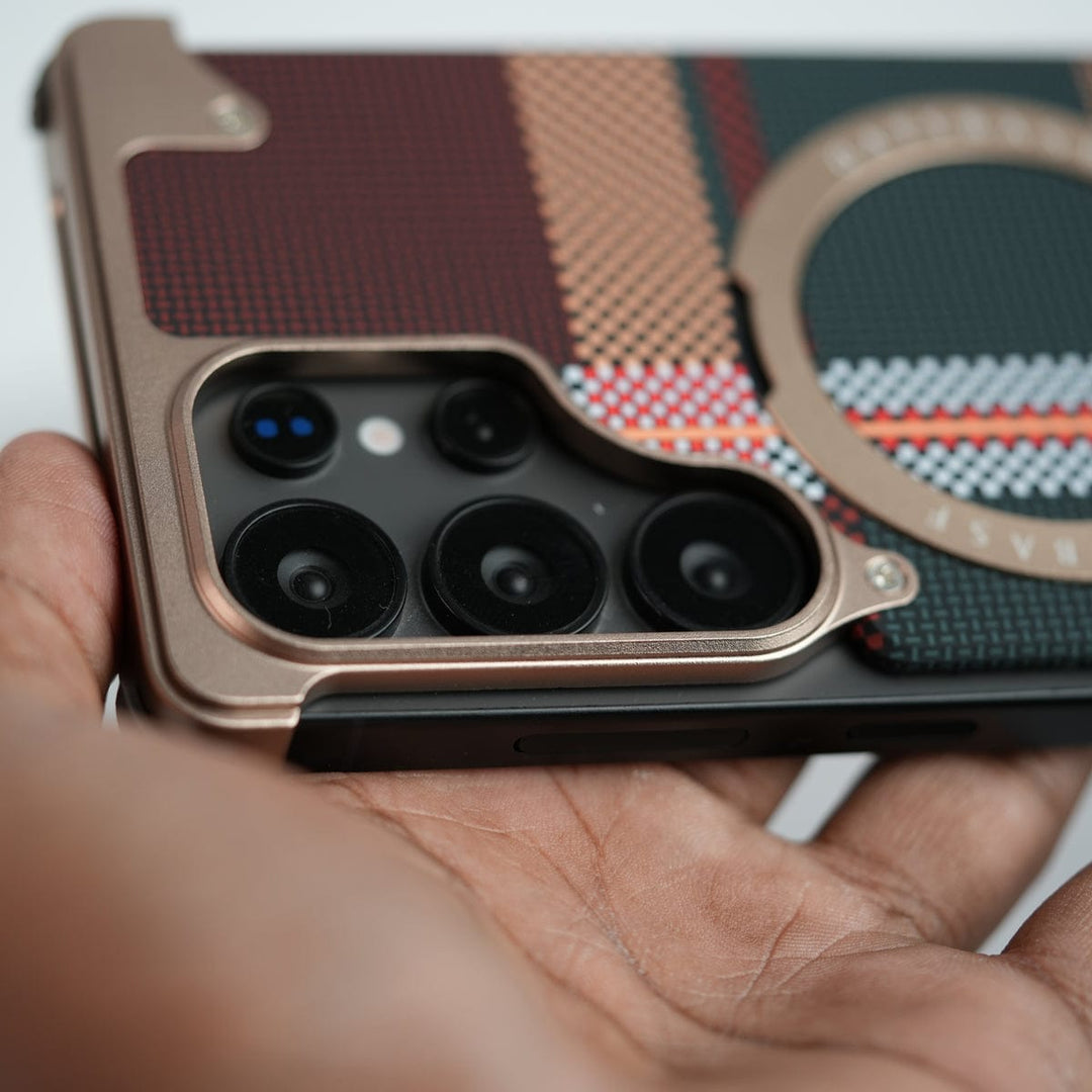 FRATO Aeroflex Metal Samsung Galaxy Ultra Series Kevlar Fiber Texture Frameless Metal Kickstand Case