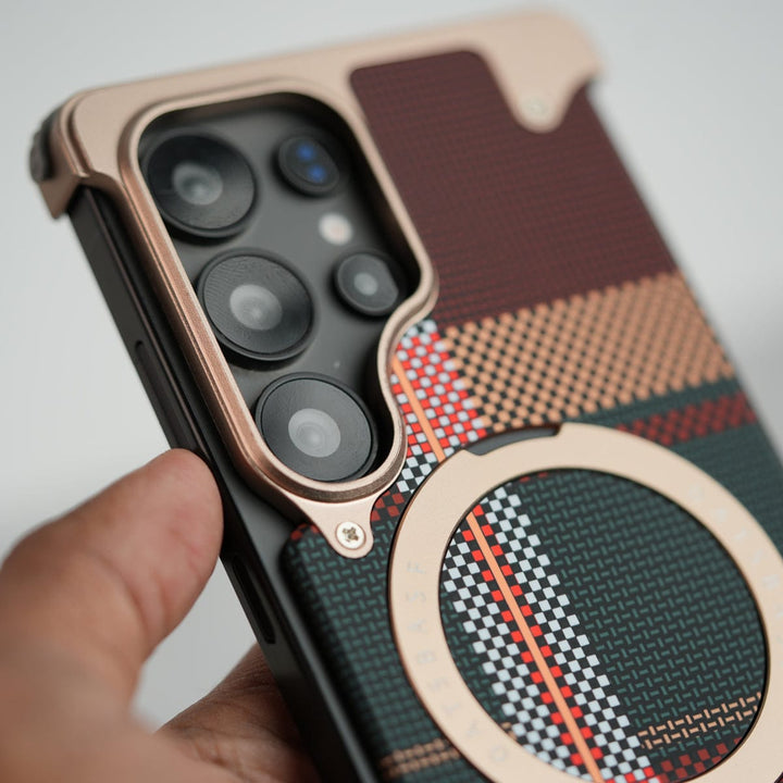 FRATO Aeroflex Metal Samsung Galaxy Ultra Series Kevlar Fiber Texture Frameless Metal Kickstand Case
