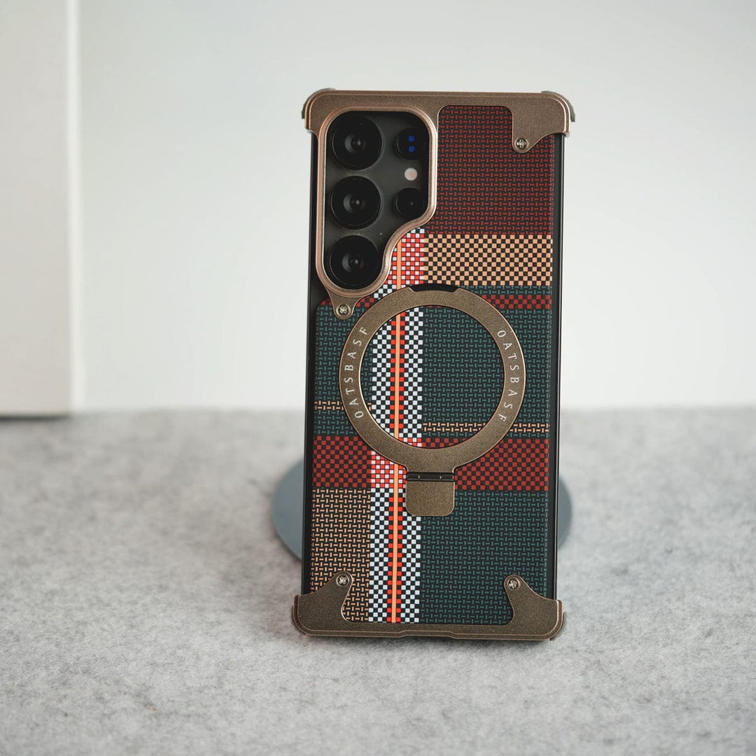 FRATO Aeroflex Metal Samsung Galaxy Ultra Series Kevlar Fiber Texture Frameless Metal Kickstand Case
