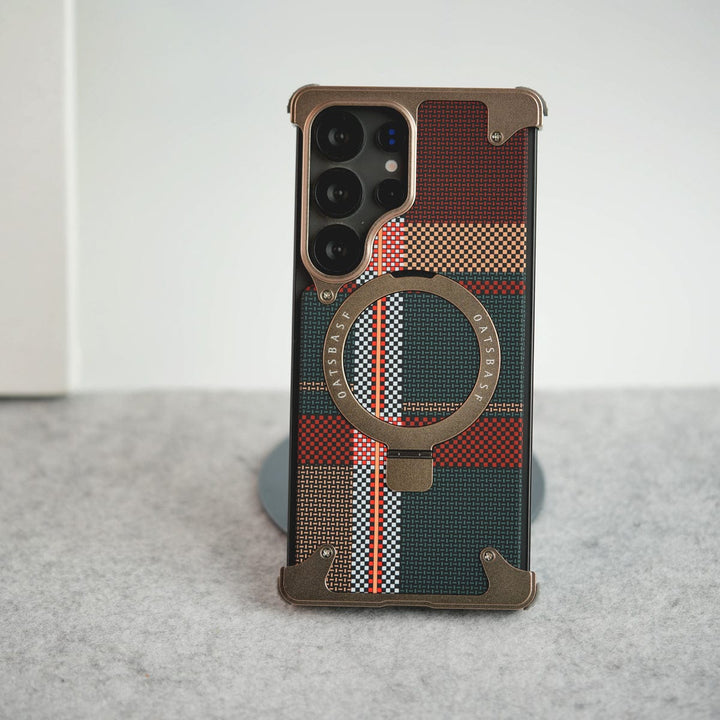FRATO Aeroflex Metal Samsung Galaxy Ultra Series Kevlar Fiber Texture Frameless Metal Kickstand Case