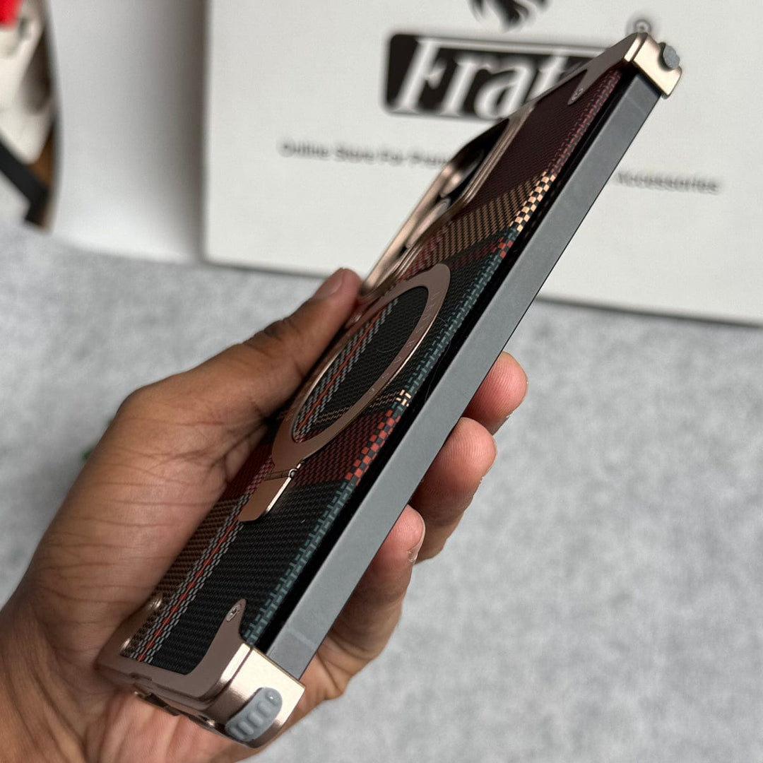 FRATO Aeroflex Metal Samsung Galaxy Ultra Series Kevlar Fiber Texture Frameless Metal Kickstand Case