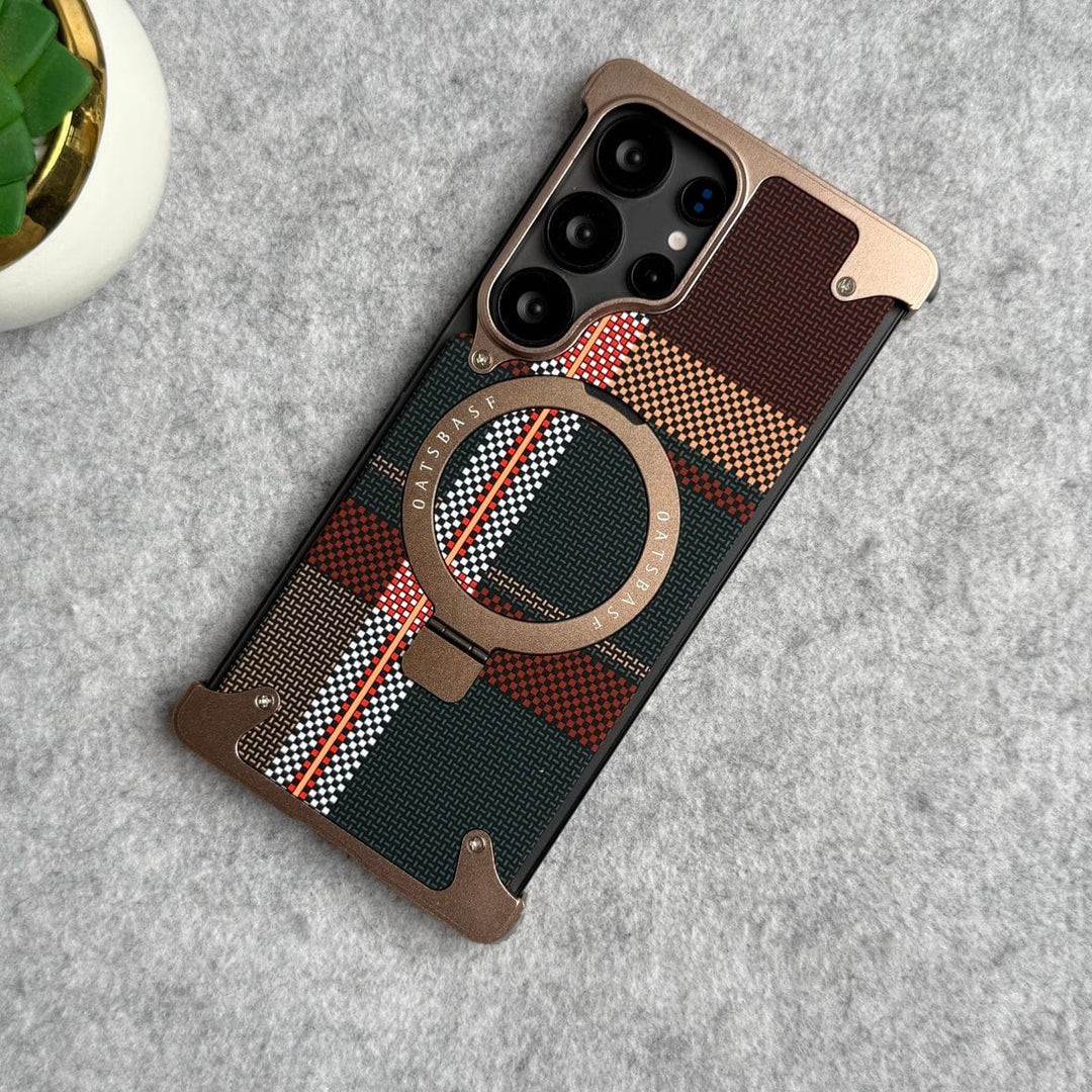 FRATO Aeroflex Metal Samsung Galaxy Ultra Series Kevlar Fiber Texture Frameless Metal Kickstand Case