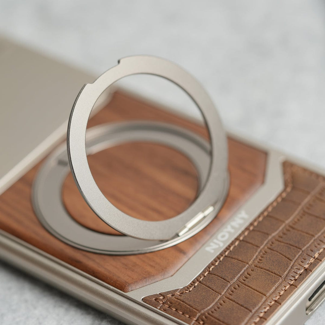 FRATO Aeroflex Metal Samsung Galaxy Ultra series Metallic Wood Leather AeroFLex Aluminium  Case With Rotating Stand