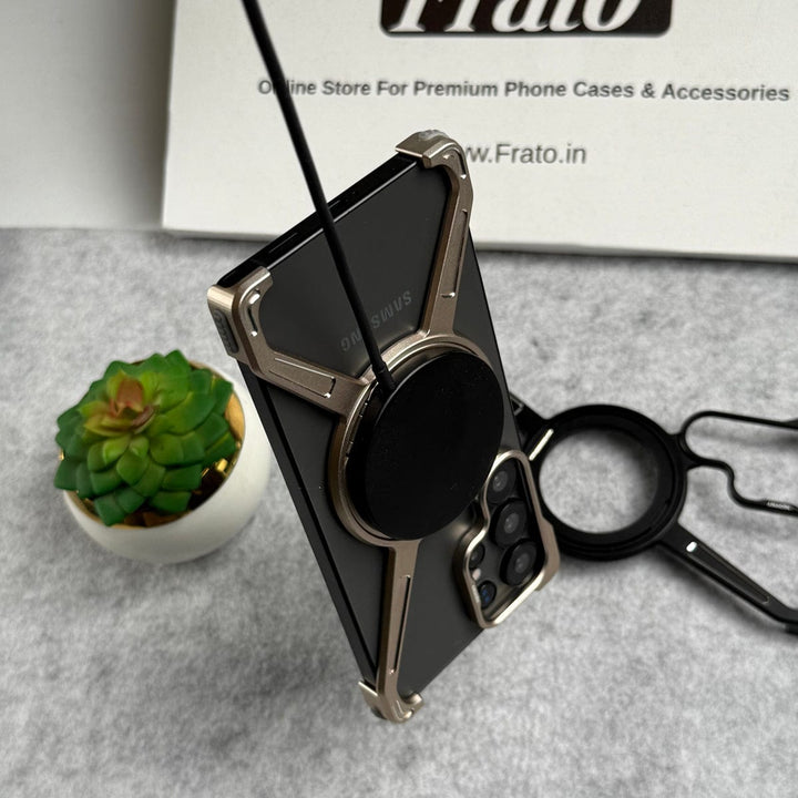 FRATO Aeroflex Metal Samsung Galaxy Ultra Series X Shape Aluminum Metal Rotating Kickstand Frameless Design Magsafe Case