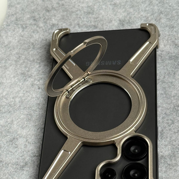 FRATO Aeroflex Metal Samsung Galaxy Ultra Series X Shape Aluminum Metal Rotating Kickstand Frameless Design Magsafe Case