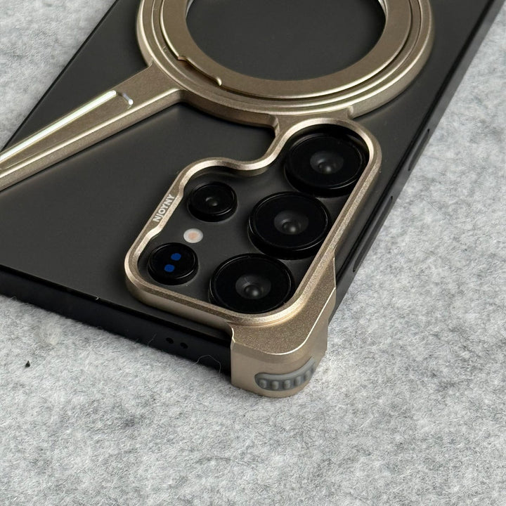 FRATO Aeroflex Metal Samsung Galaxy Ultra Series X Shape Aluminum Metal Rotating Kickstand Frameless Design Magsafe Case