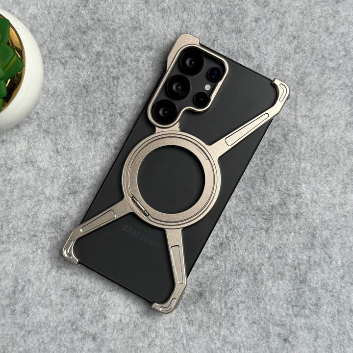 FRATO Aeroflex Metal Samsung Galaxy Ultra Series X Shape Aluminum Metal Rotating Kickstand Frameless Design Magsafe Case