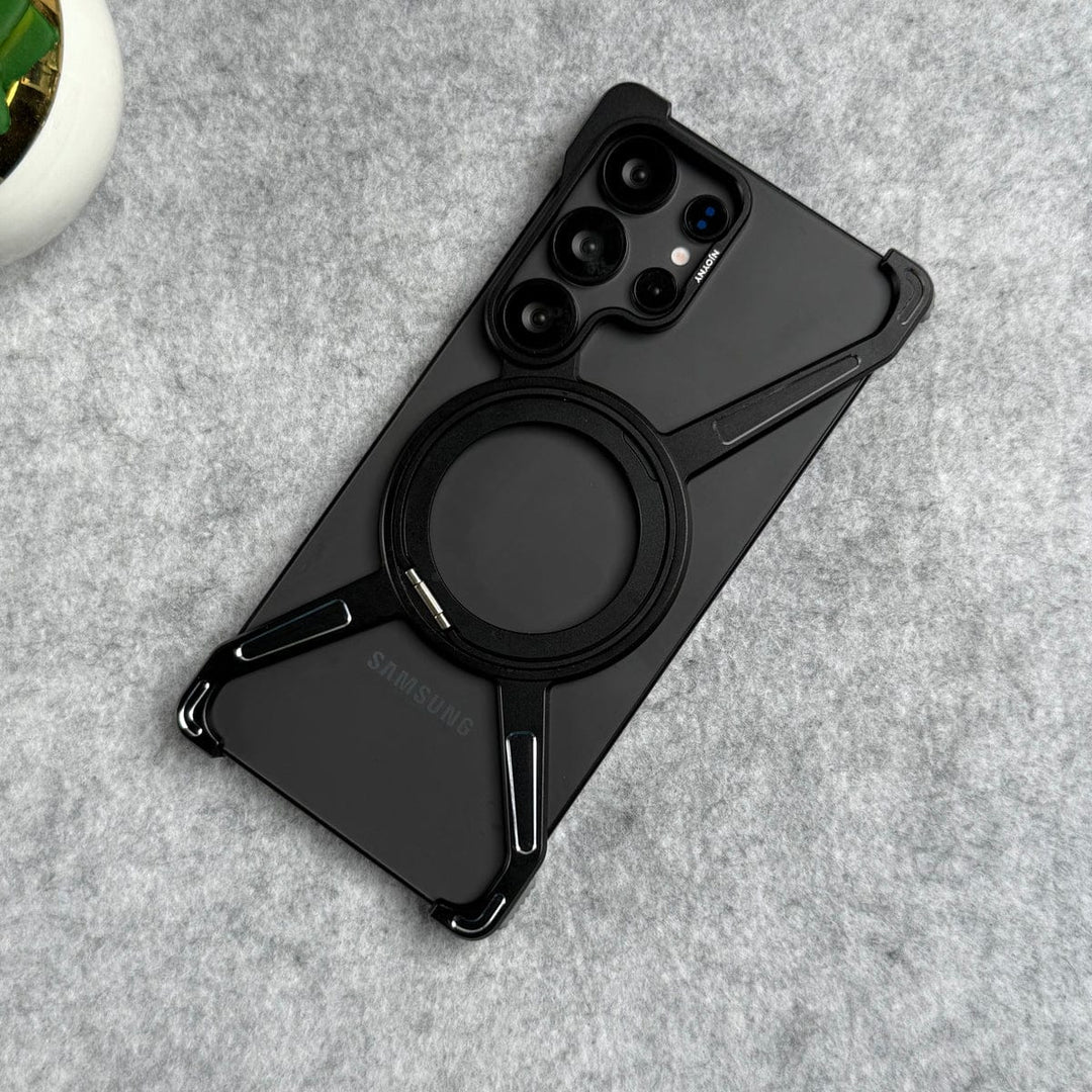 FRATO Aeroflex Metal Samsung Galaxy Ultra Series X Shape Aluminum Metal Rotating Kickstand Frameless Design Magsafe Case