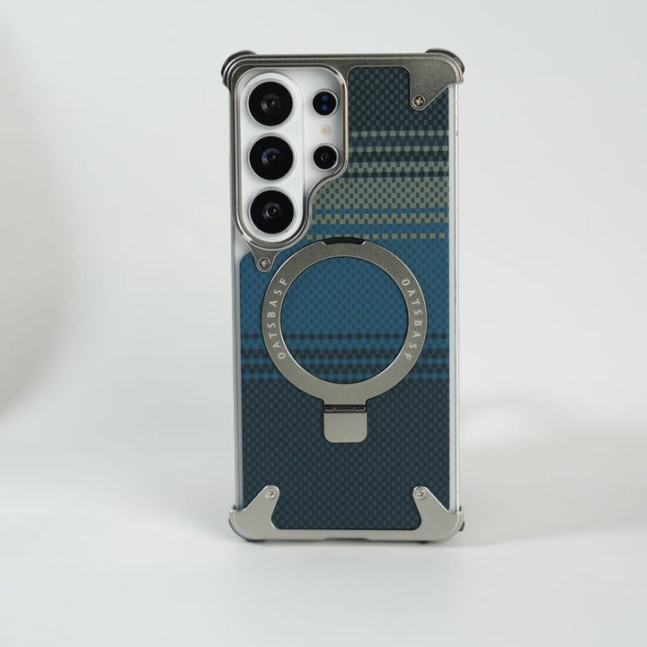 FRATO Aeroflex Metal Titanium Silver Galaxy S26 Ultra Premium Aramid Fiber Texture Frameless Metal Kickstand Case