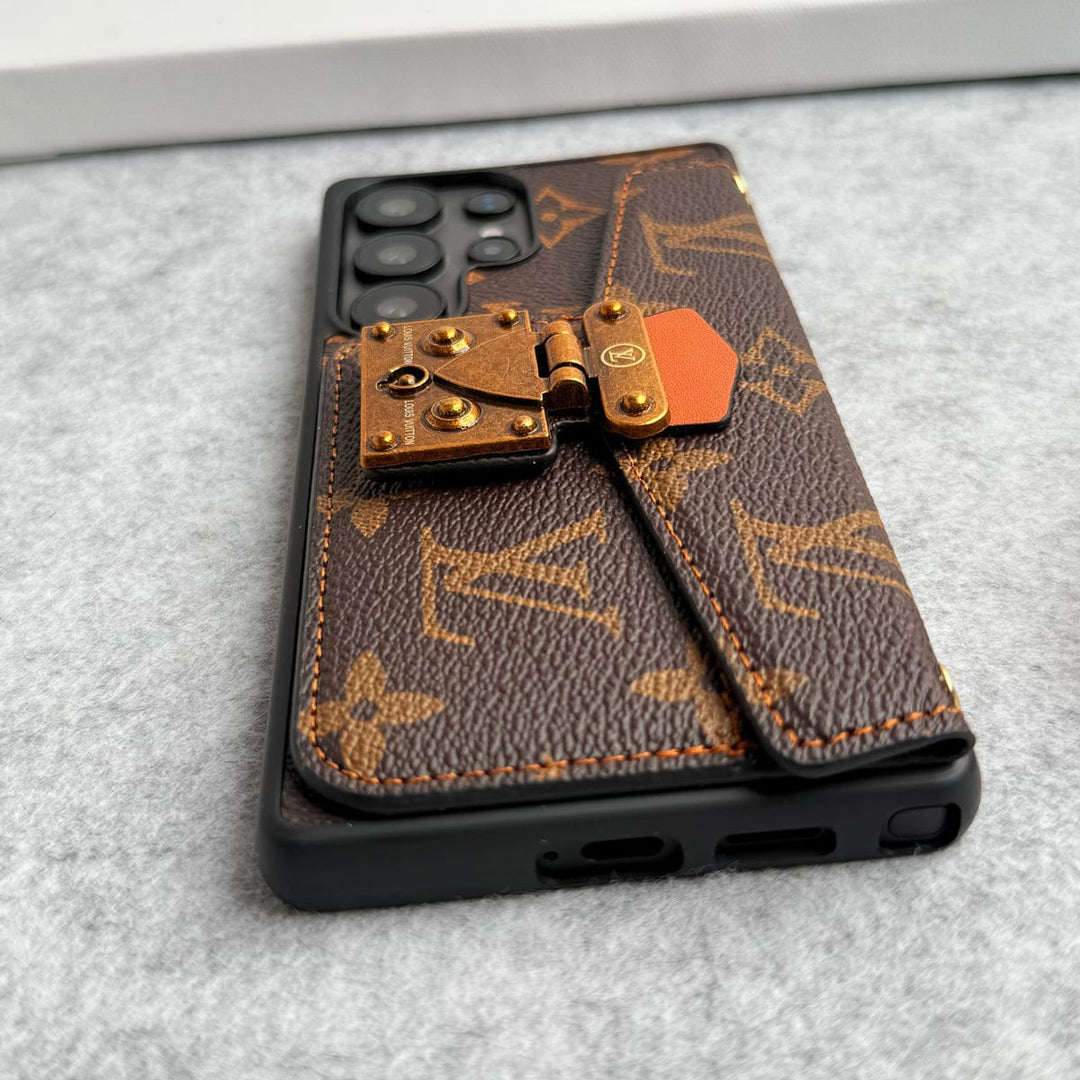 FRATO Designer S25U Samsung Galaxy S25 Ultra Brand Leather Card Holder Slot Lock Sling Cover