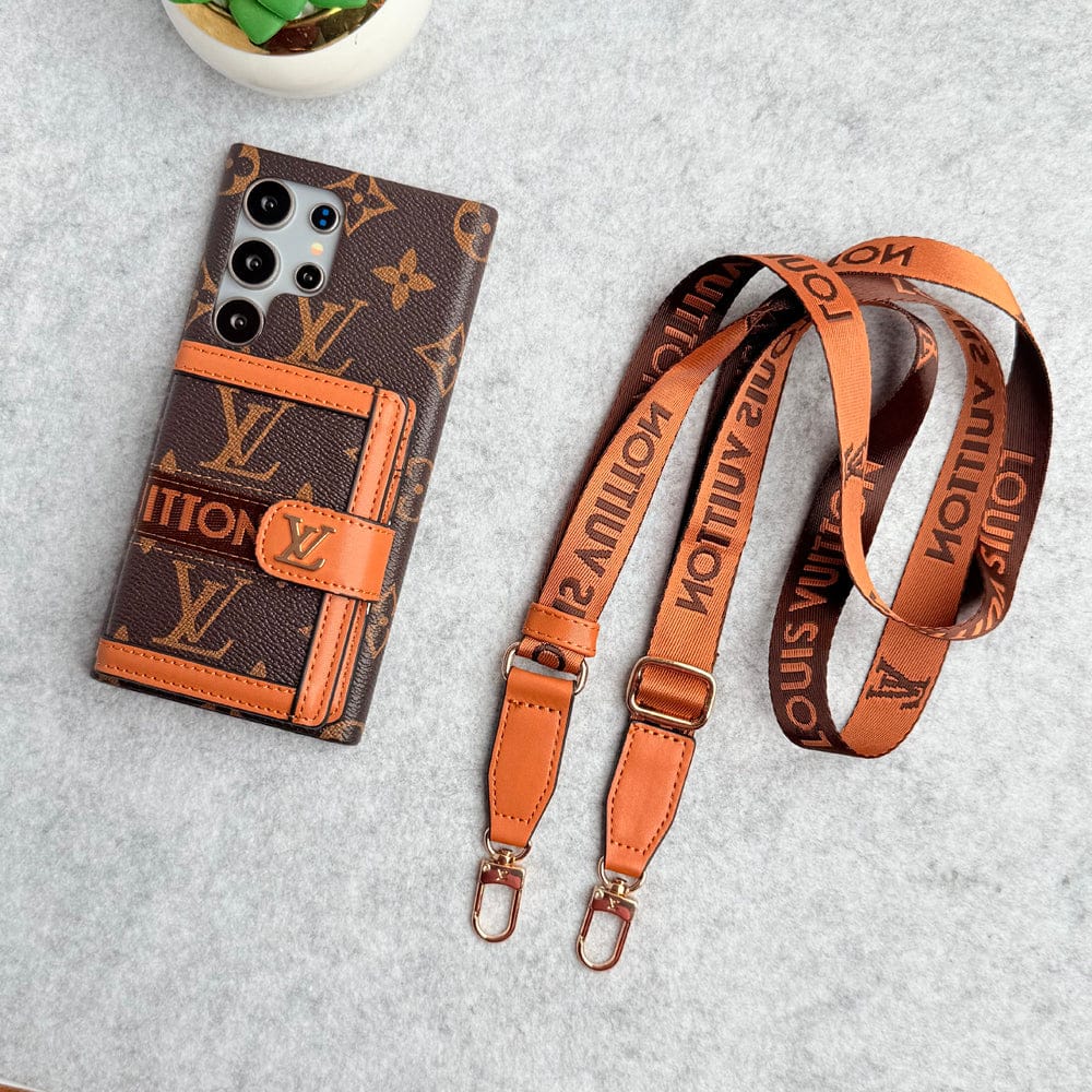 FRATO Designer S25U Samsung Galaxy S25 Ultra Luxury Brand Cardholder Crossbody Sling Strap Case