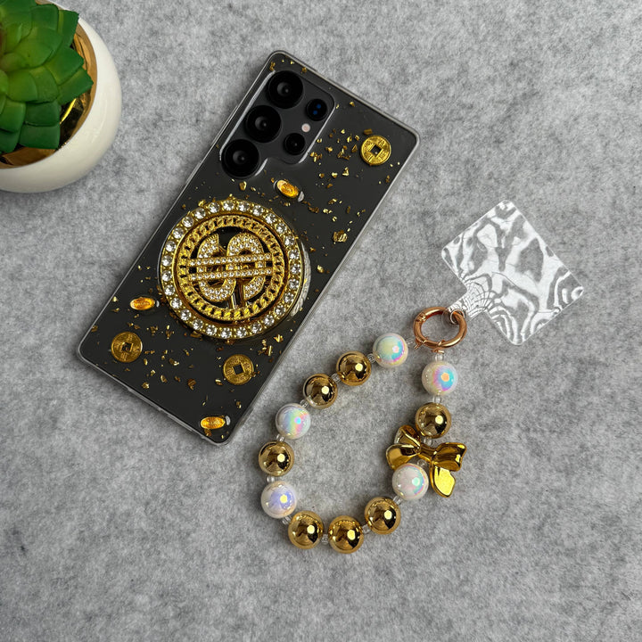 FRATO Designer S25U Samsung Galaxy S25 Ultra Rotation Dollar Bracelet Wristband Chain Phone Case Cover