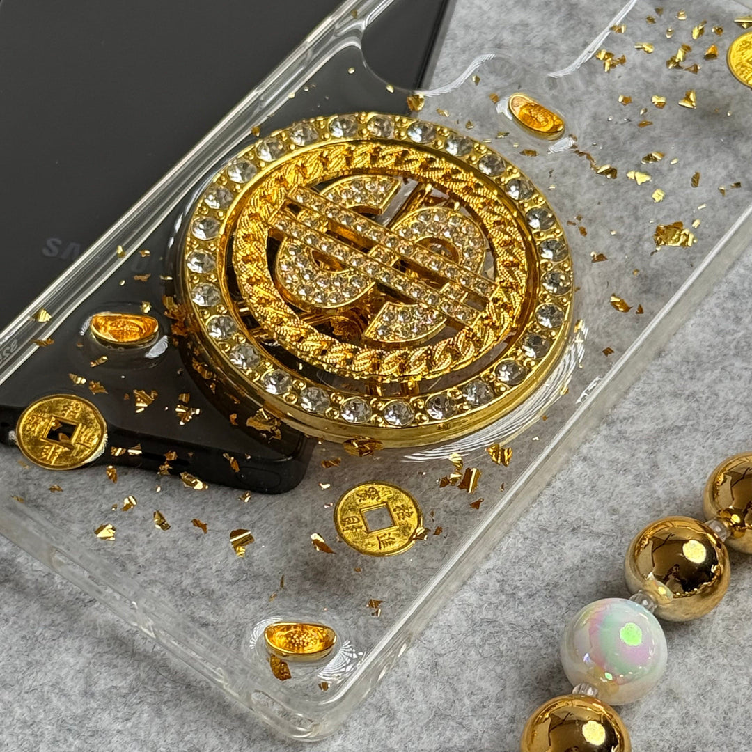 FRATO Designer S25U Samsung Galaxy S25 Ultra Rotation Dollar Bracelet Wristband Chain Phone Case Cover
