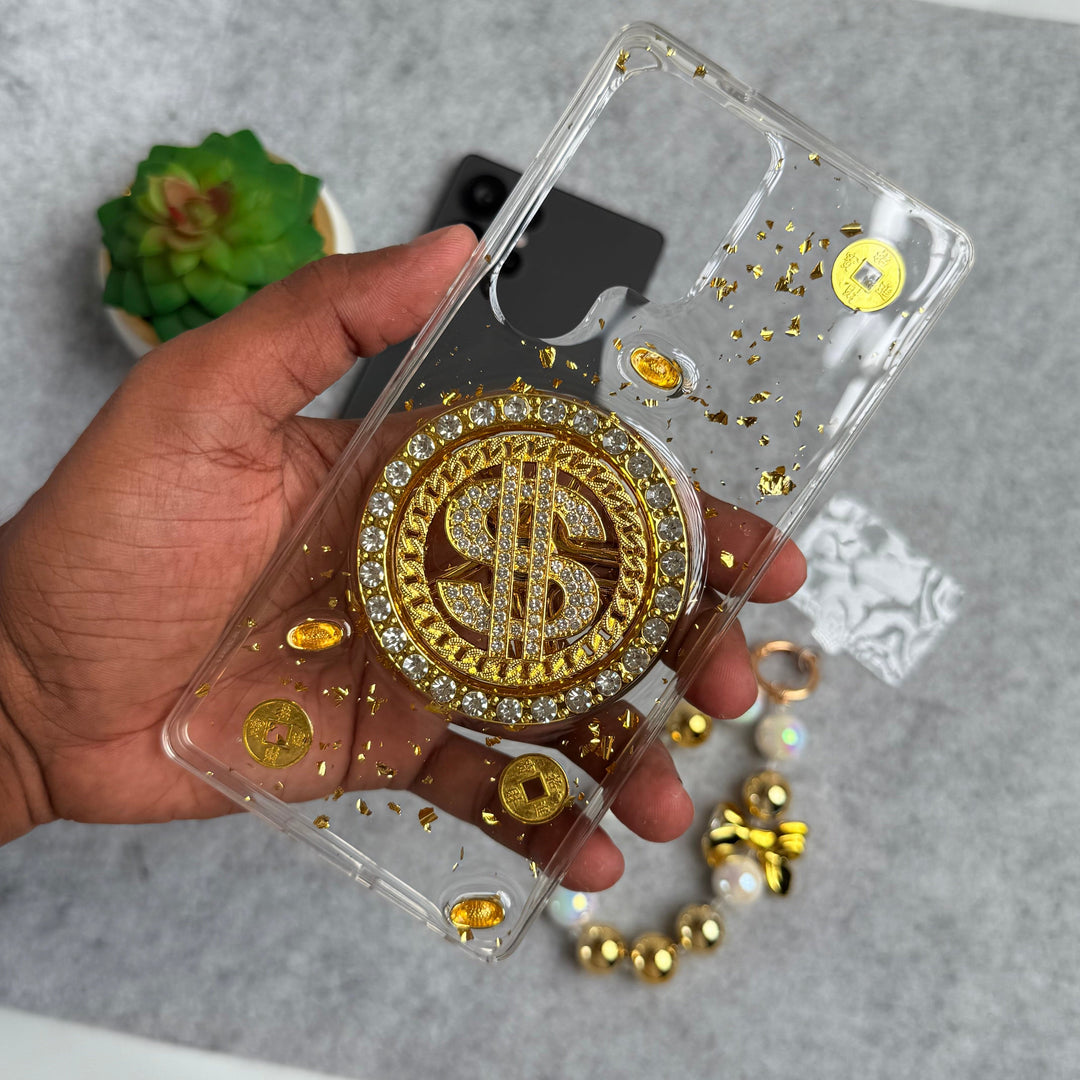 FRATO Designer S25U Samsung Galaxy S25 Ultra Rotation Dollar Bracelet Wristband Chain Phone Case Cover