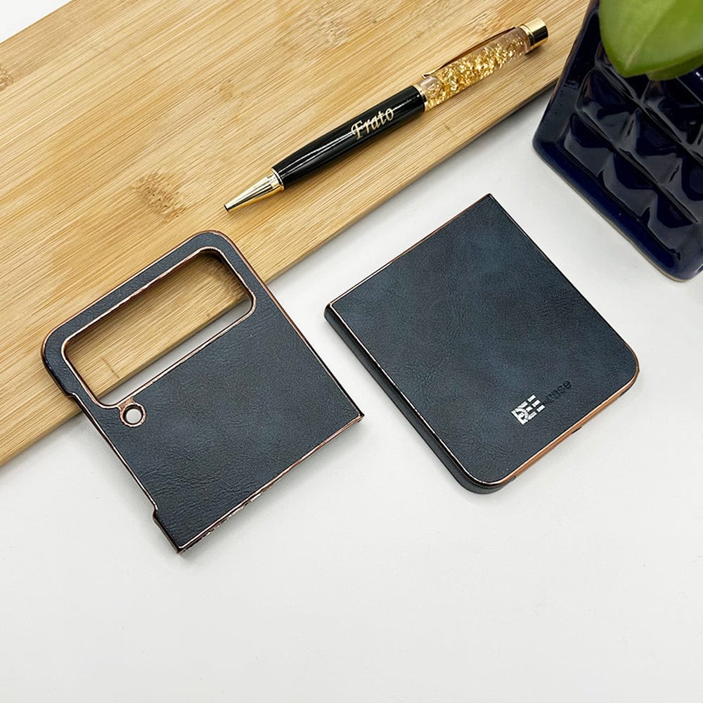 FRATO Flip 3 Collection Azure Samsung Z Flip 3 PU Leather Chrome Plated Side Case Cover