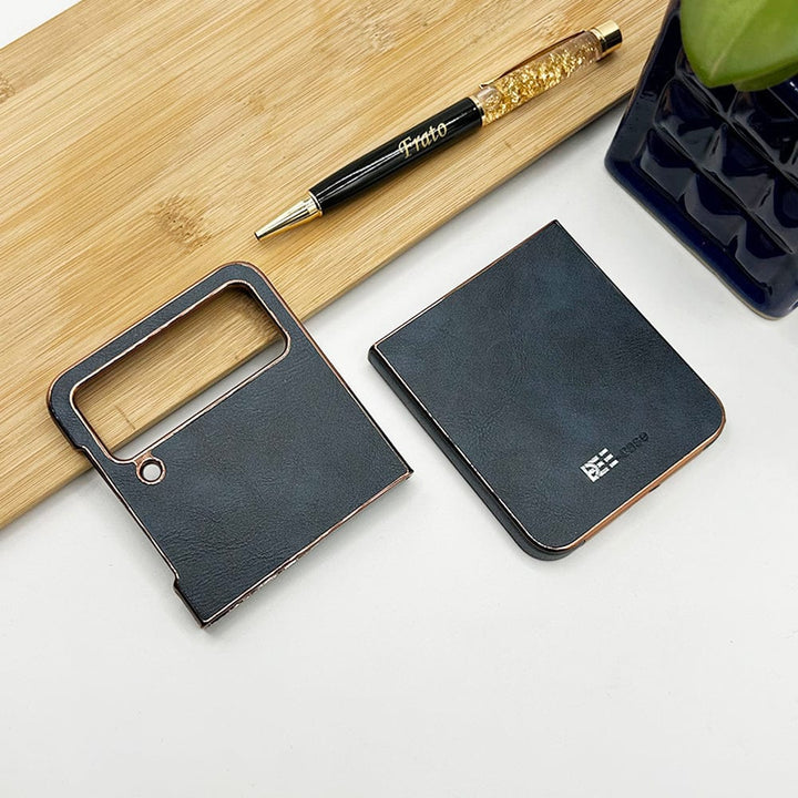 FRATO Flip 3 Collection Azure Samsung Z Flip 3 PU Leather Chrome Plated Side Case Cover