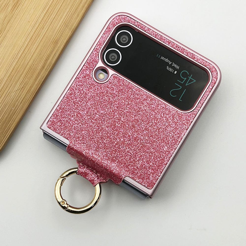 FRATO Flip 3 Collection Samsung Galaxy Z Flip 3 Shimmer Glitter Bling Metal Ring Holder Case Cover