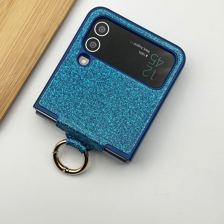 FRATO Flip 3 Collection Samsung Galaxy Z Flip 3 Shimmer Glitter Bling Metal Ring Holder Case Cover