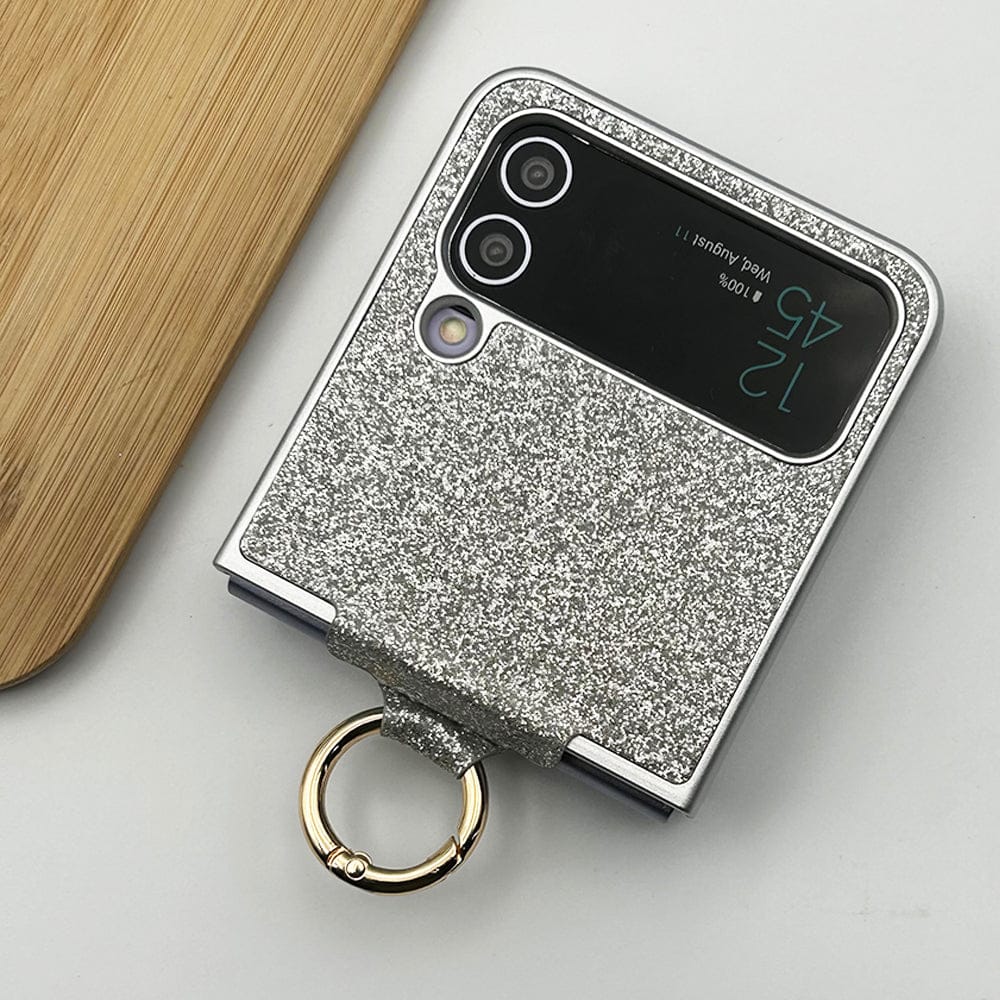 FRATO Flip 3 Collection Samsung Galaxy Z Flip 3 Shimmer Glitter Bling Metal Ring Holder Case Cover