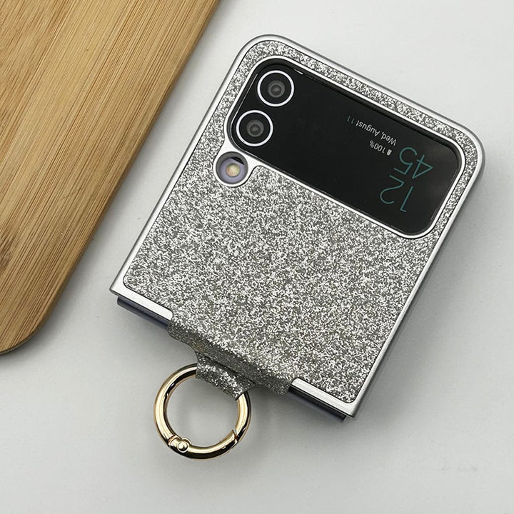 FRATO Flip 3 Collection Samsung Galaxy Z Flip 3 Shimmer Glitter Bling Metal Ring Holder Case Cover
