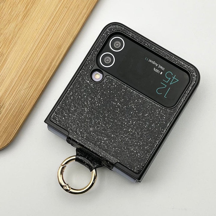 FRATO Flip 3 Collection Samsung Galaxy Z Flip 3 Shimmer Glitter Bling Metal Ring Holder Case Cover