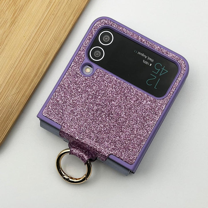 FRATO Flip 3 Collection Samsung Galaxy Z Flip 3 Shimmer Glitter Bling Metal Ring Holder Case Cover