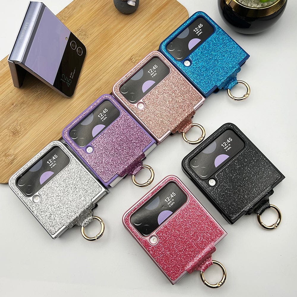 FRATO Flip 3 Collection Samsung Galaxy Z Flip 3 Shimmer Glitter Bling Metal Ring Holder Case Cover