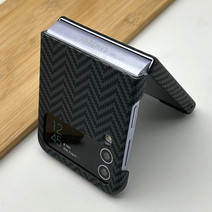 FRATO Flip 3 Collection Samsung Galaxy Z Flip 3 Zigzag Carbon Fiber Pattern Texture Case Cover