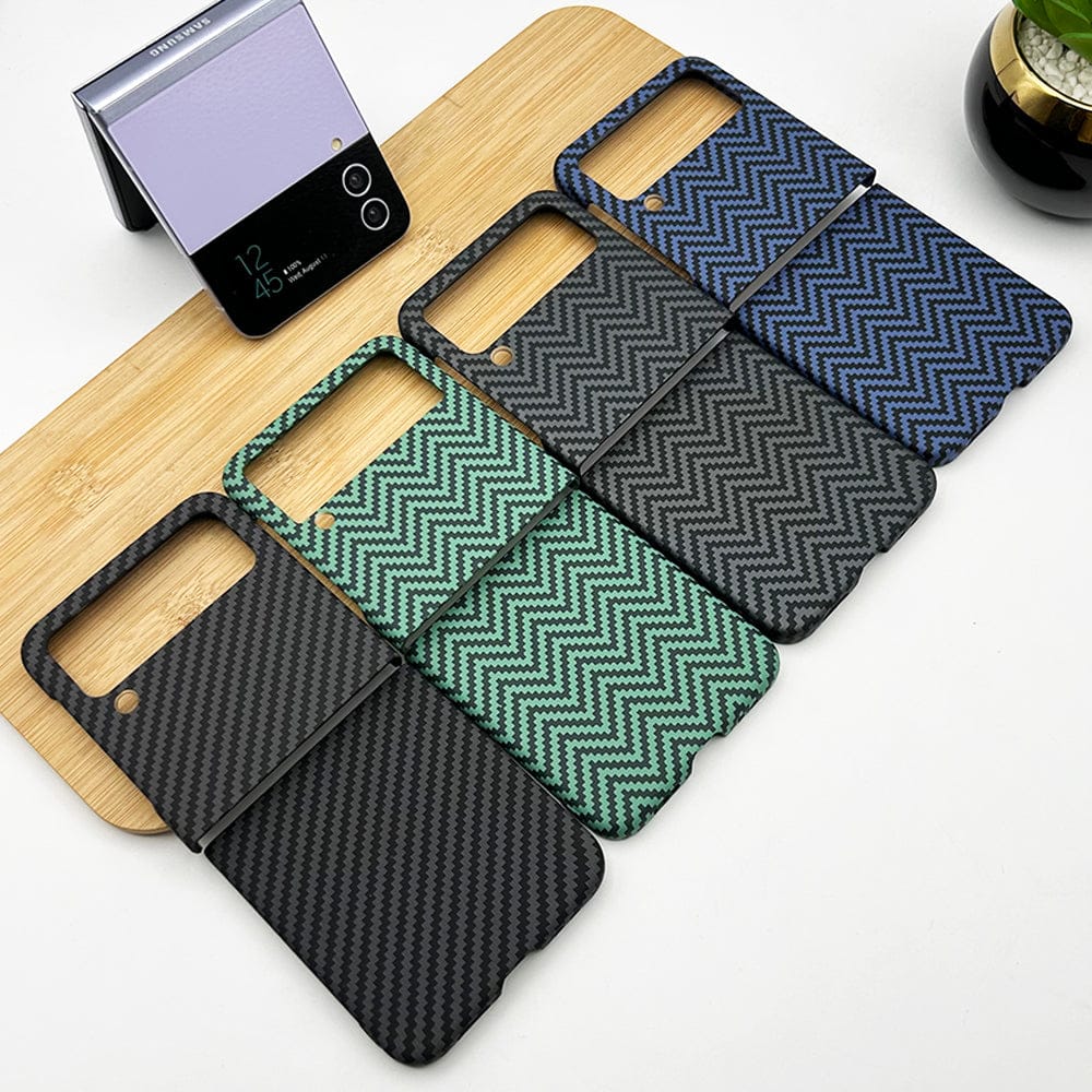 FRATO Flip 3 Collection Samsung Galaxy Z Flip 3 Zigzag Carbon Fiber Pattern Texture Case Cover