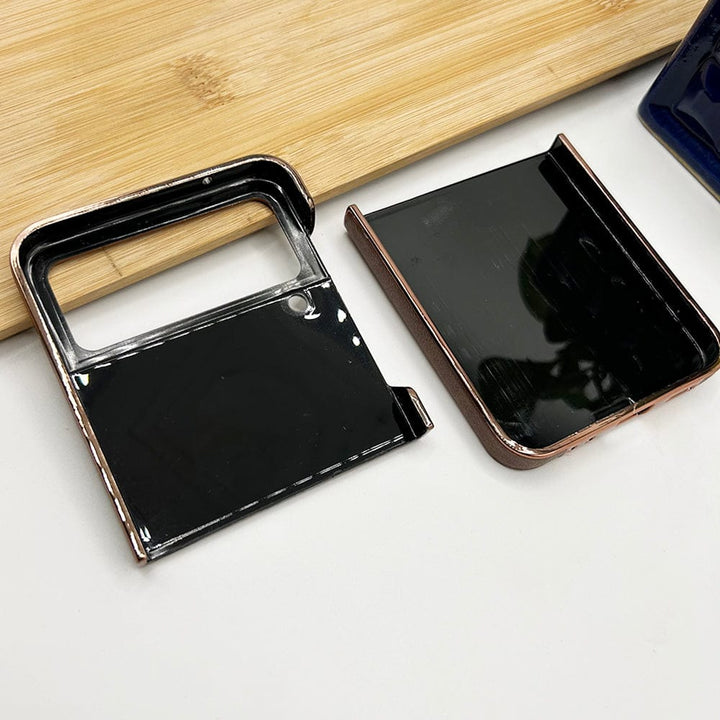 FRATO Flip 3 Collection Samsung Z Flip 3 PU Leather Chrome Plated Side Case Cover