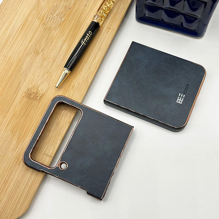 FRATO Flip 3 Collection Samsung Z Flip 3 PU Leather Chrome Plated Side Case Cover