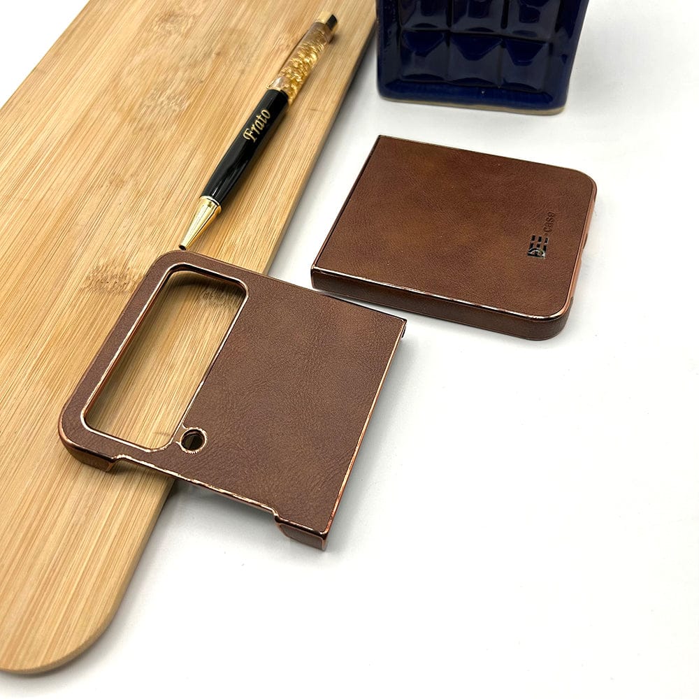 FRATO Flip 3 Collection Samsung Z Flip 3 PU Leather Chrome Plated Side Case Cover